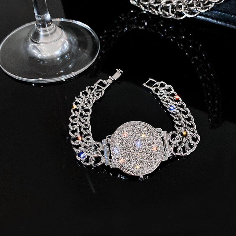 Vòng Tay Hợp Kim Hình Đồng Hồ Đính Đá Sang Trọng Phong Cách Hip Hop