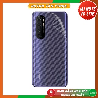 Miếng dán decal carbon mặt sau Xiaomi Mi Note 10 Lite chống trầy mặt lưng, chống bám vân tay