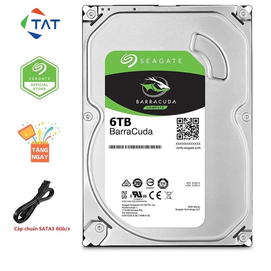 Ổ Cứng HDD Seagate Barracuda 6TB 3.5 inch 256MB SATA3 6Gb/s Chính Hãng - Mới Bảo hành 24 tháng