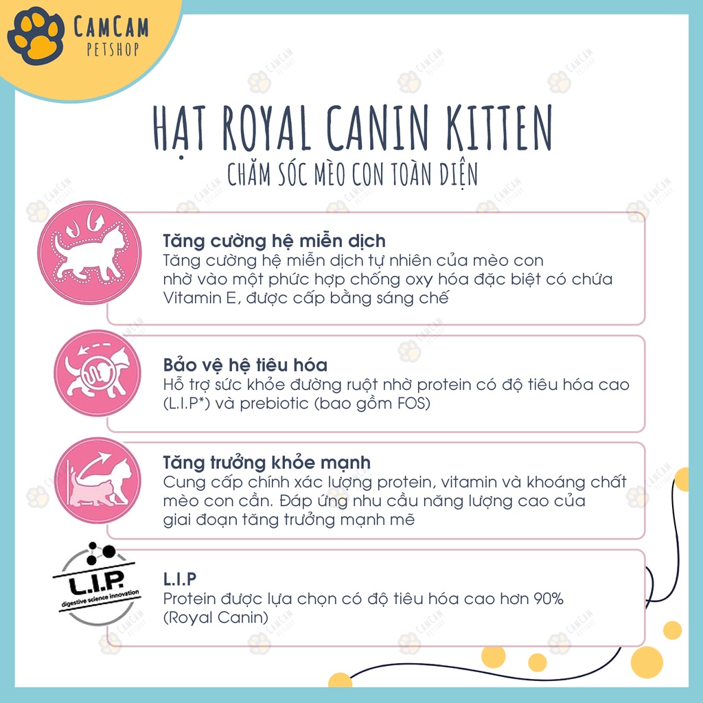 Thức ăn hạt cho mèo con Royal Canin Kitten Gói 2kg - Hạt Royal Canin Kitten, Thức ăn khô cho mèo con