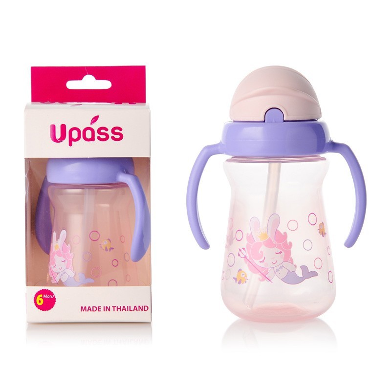 Bình tập uống nước bằng ống hút 2 tay cầm Upass cho bé trai, bé gái 150ml