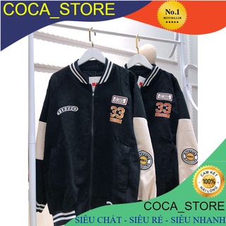 Áo khoác bomber cardigan sọc thêu nhung gân 33 dưới 70kg