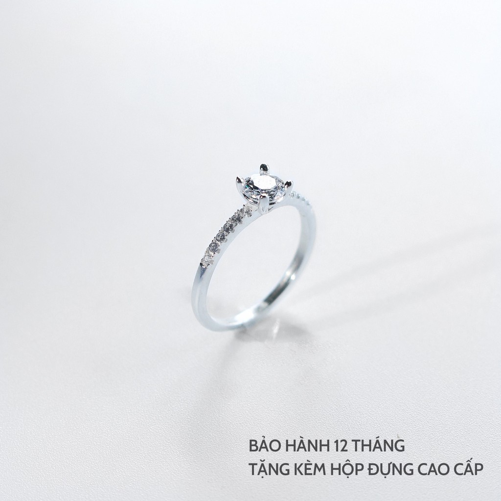 Nhẫn bạc Miuu Silver, nhẫn nữ đính đá 4 trấu viền đá vuông