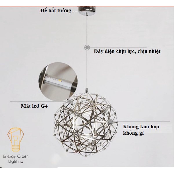 Đèn thả cầu sao Energy Green Lighting kiểu dáng hiện đại, sang trọng phi 500 - 42 bóng led (Ánh sáng vàng)
