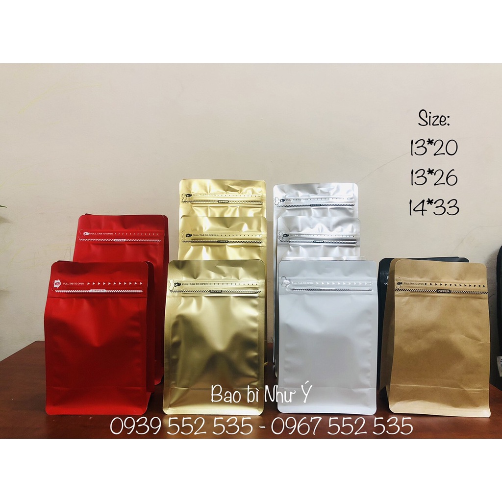 -  túi 8 cạnh đáy bằng đựng cafe, bột, hạt