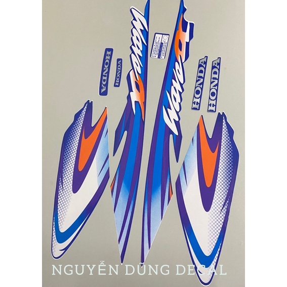 Nguyên bộ tem  Wave anpha  màu xanh Da đời 2001_ Nguyễn Dũng Decal
