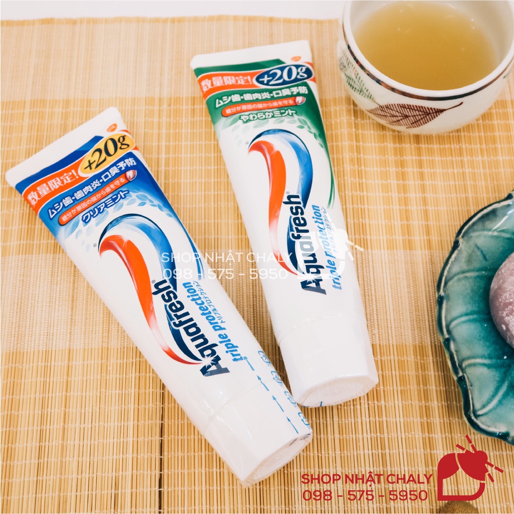 Kem đánh răng chống sâu răng tụt lợi Aquafresh Triple Protection 140g Nhật Bản. Hương bạc hà thơm. Hàng nội địa Nhật