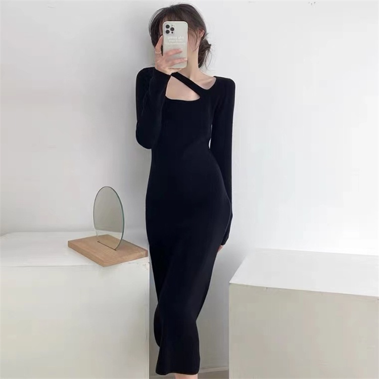 SUXI (MỚI) Đầm midi dài tay gợi cảm, phong cách Hàn Quốc dành cho nữ