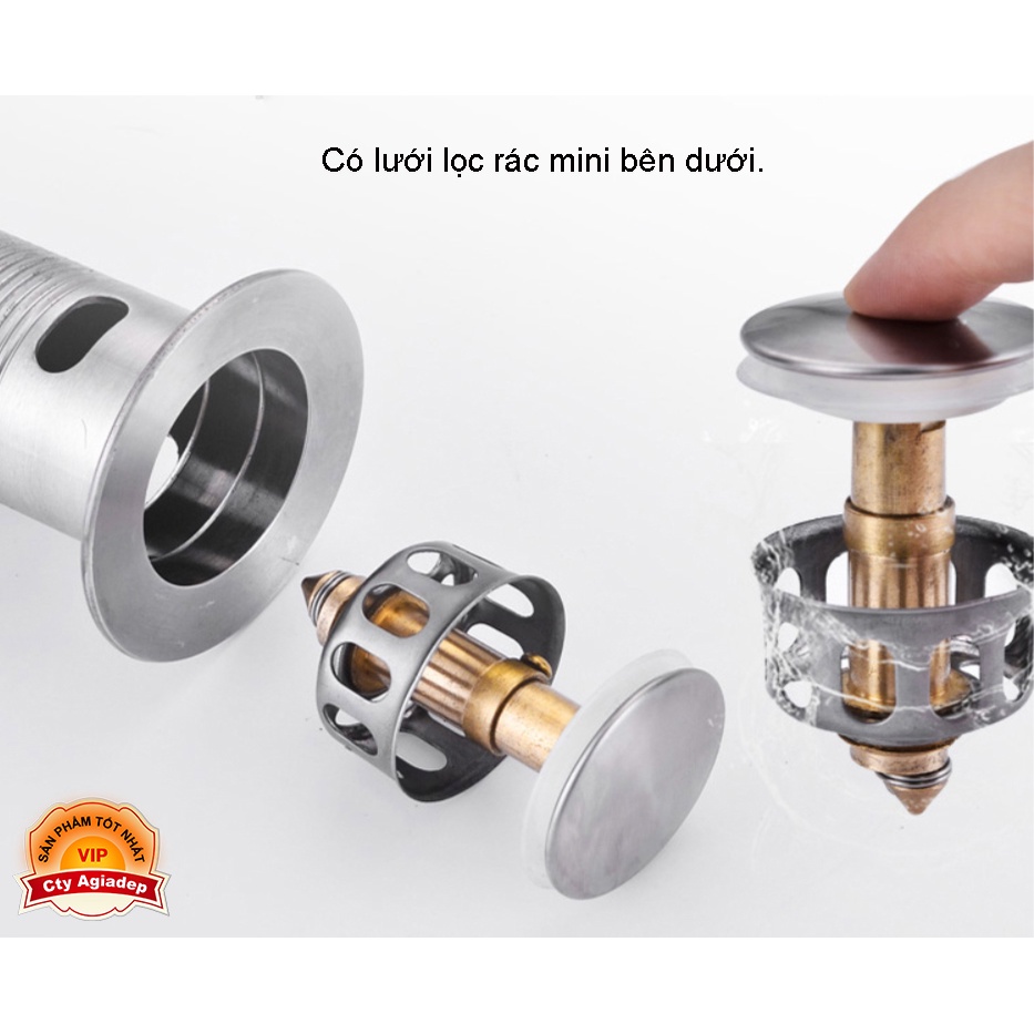 Bộ Xi Phông Lật và Xi Phông nút Ấn + Ống thoát nước LAVABO ruột gà co dãn