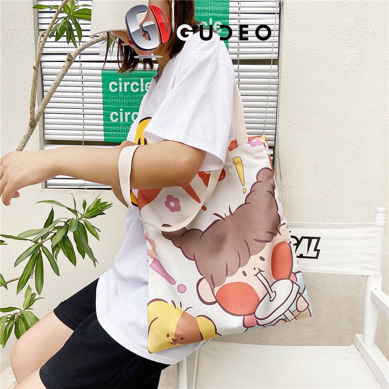 Túi tote đeo chéo vải canvas đẹp giá rẻ đẹp đi học đi chơi GD 01 GUDEO