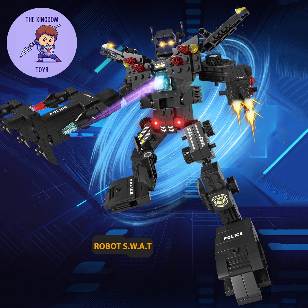 Đồ Chơi Lắp Ráp Mô Hình Cảnh Sát SWAT ROBOT / Máy Bay Trực Thăng / Xe Chỉ Huy / Cảnh Sát Đặc Nhiệm 750 Chi Tiết