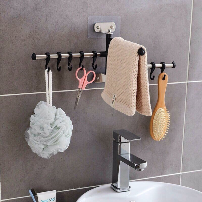 móc dán tường treo đồ  inox 3 nhánh không cần khoan đục