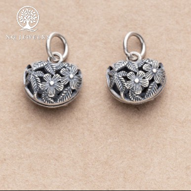 Charm bạc mờ hình túi hoa treo - NQ Jewelry