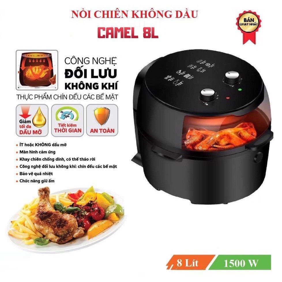 ( FREE SHIP )NỒI CHIÊN KHÔNG DẦU NINE SHIELD DUNG TÍCH 8L (Giadunggiasi89)