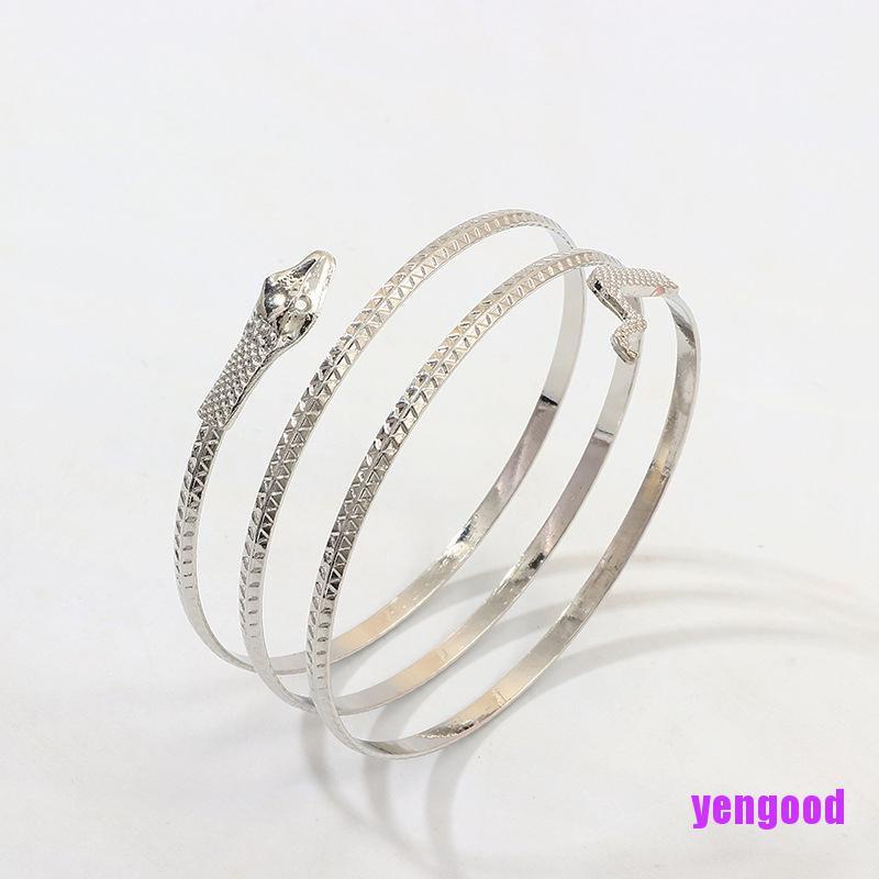 Vòng Tay Hở Hình Rắn Phong Cách Gothic