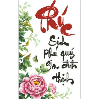 Tranh thêu chữ thập thư pháp chữ Phúc IST011 size 44x65cm