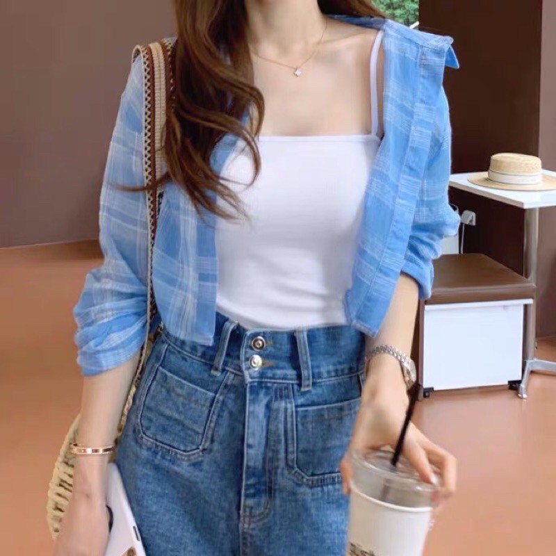 Áo 2 dây nữ croptop CRT sợi bún dáng ôm vải cotton đẹp | BigBuy360 - bigbuy360.vn