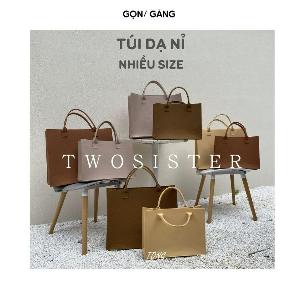 Túi tote túi canvas cỡ lớn đeo vai đựng laptop bỉm sữa quần áo chất dạ nỉ nhẹ màu vintage công sở cầm tay Gọn Gàng