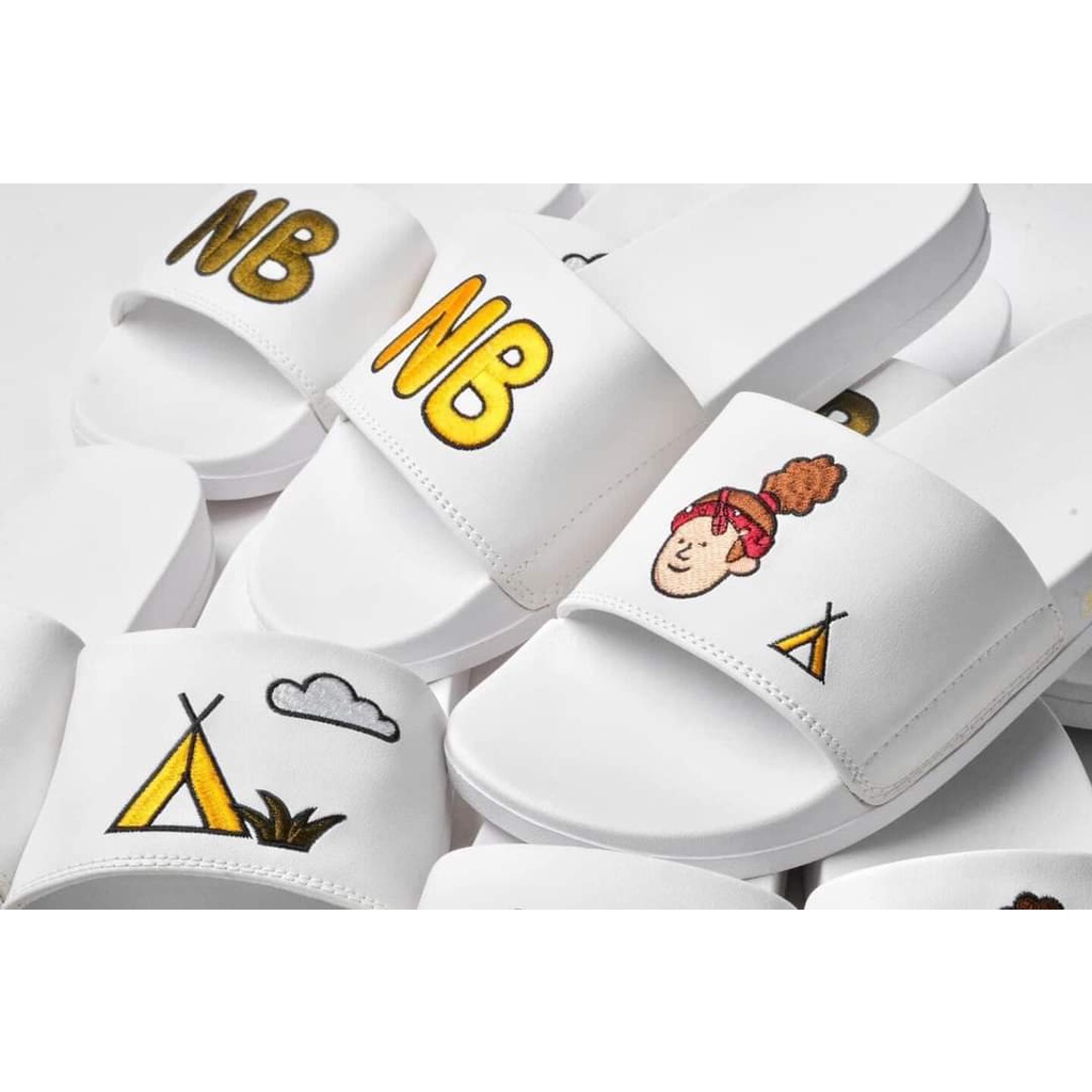 Dép nữ thời trang UNISEX NB thêu nổi quai ngang mẫu mới hottrend năm nay