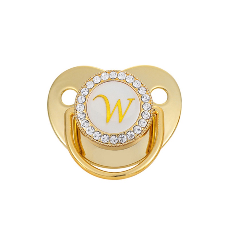 Núm ti giả 26 chữ cái bằng silicone đính đá lấp lánh không chứa BPA cho bé