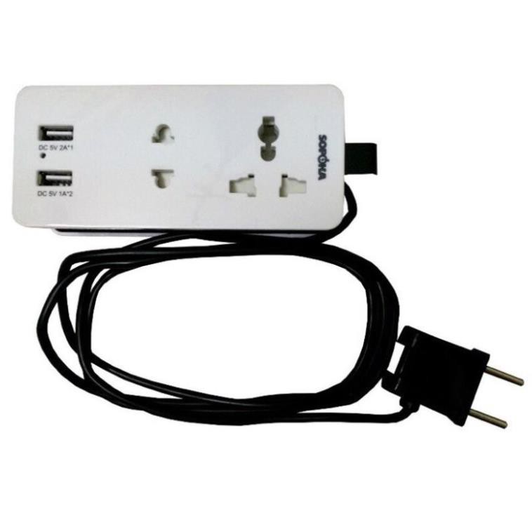 Ổ cắm điện mini tích hợp 2 cổng sạc USB 5V-2A SOPOKA Q2U .Free Ship