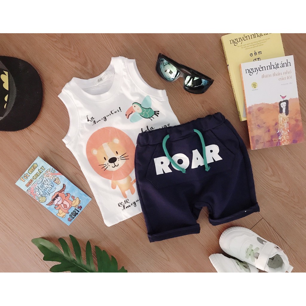 [𝑴𝒂𝒓𝒖𝒉𝒐𝒖𝒔𝒆]🎀BỘ ĐỒ THUN COTTON TRẮNG SÁT NÁCH H&M 𝗛𝗠 XUẤT XỊN CHO BÉ TRAI HỌA TIẾT ĐÁNG YÊU_THỜI TRANG HÈ CHO BÉ TỪ 1-6T