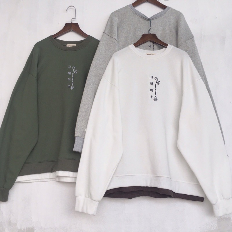 [hình thật độc quyền] Áo sweater ulzzang oversize nỉ 2 lai
