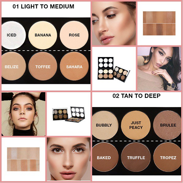 Tạo khối 6 màu Absolute NewYork Highlighter and Contour Palette 20g - 6 ô