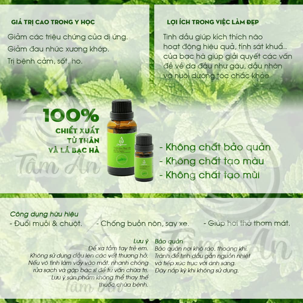 Tinh dầu Bạc Hà thơm phòng, đuổi côn trùng :chai 10ml