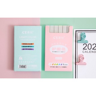 Set 6 Bút Highlight Pastel thân Vuông 2 đầu - Pastel Light Color
