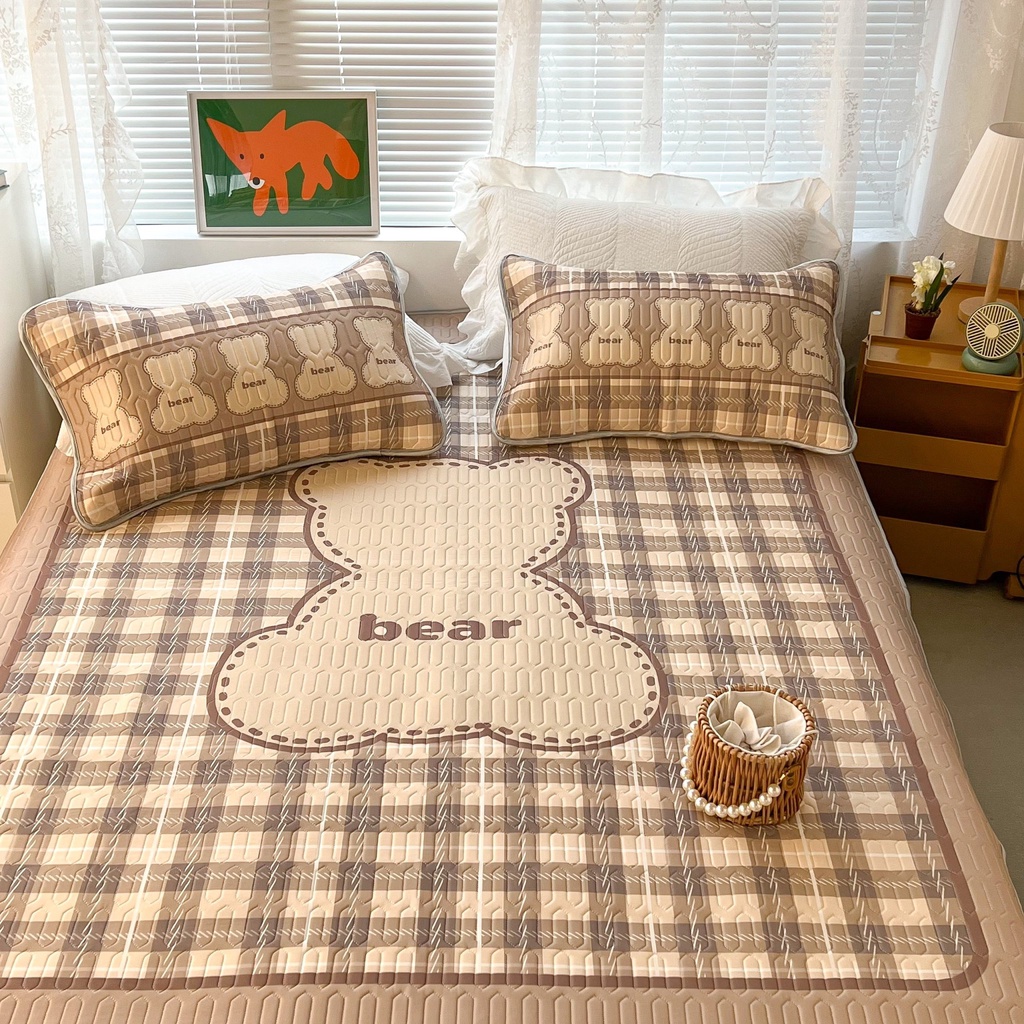 Chiếu điều hòa cao su non 9D M2T BEDDING Luxury vải lụa Tencel mềm mát - Mark Gấu bear cũ
