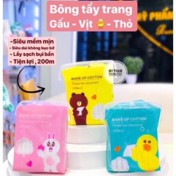 Bông tẩy trang Gấu, vịt, thỏ dễ thương ( 200 miếng)