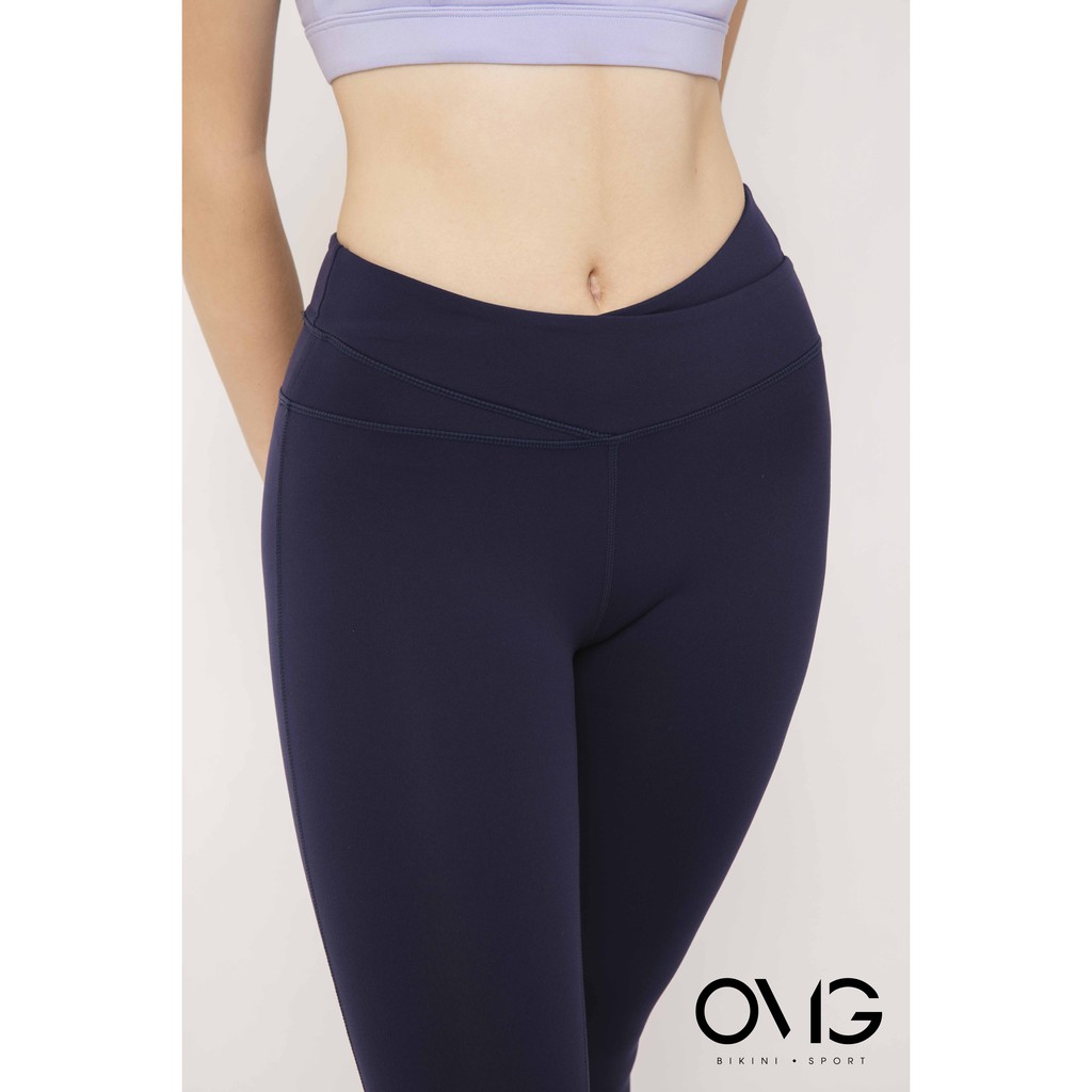 Quần tập Gym, Yoga Nữ BIKINI PASSPORT kiểu dài chéo lưng - màu Xanh navy - BG078_NV