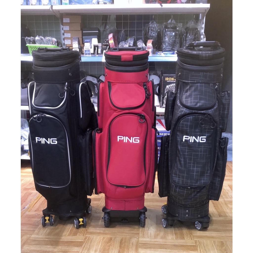 Túi Gậy Ping Nắp Cứng Siêu Nhẹ, Có Bánh Xe Kèm Khóa Số Di Chuyển M áy Bay An Toàn