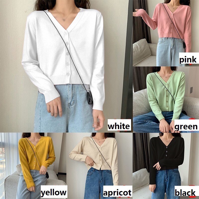 áo len khoác cardigan 5 khuy cài cổ tim (8A55#)