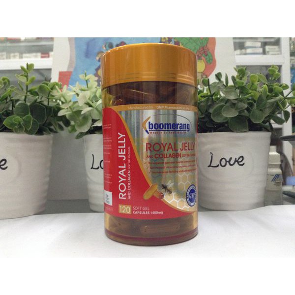 Viên Uống Sữa Ong Chúa Và Collagen 1400mg Boomerang Royal Jelly (Hộp 120 Viên) | Thế Giới Skin Care