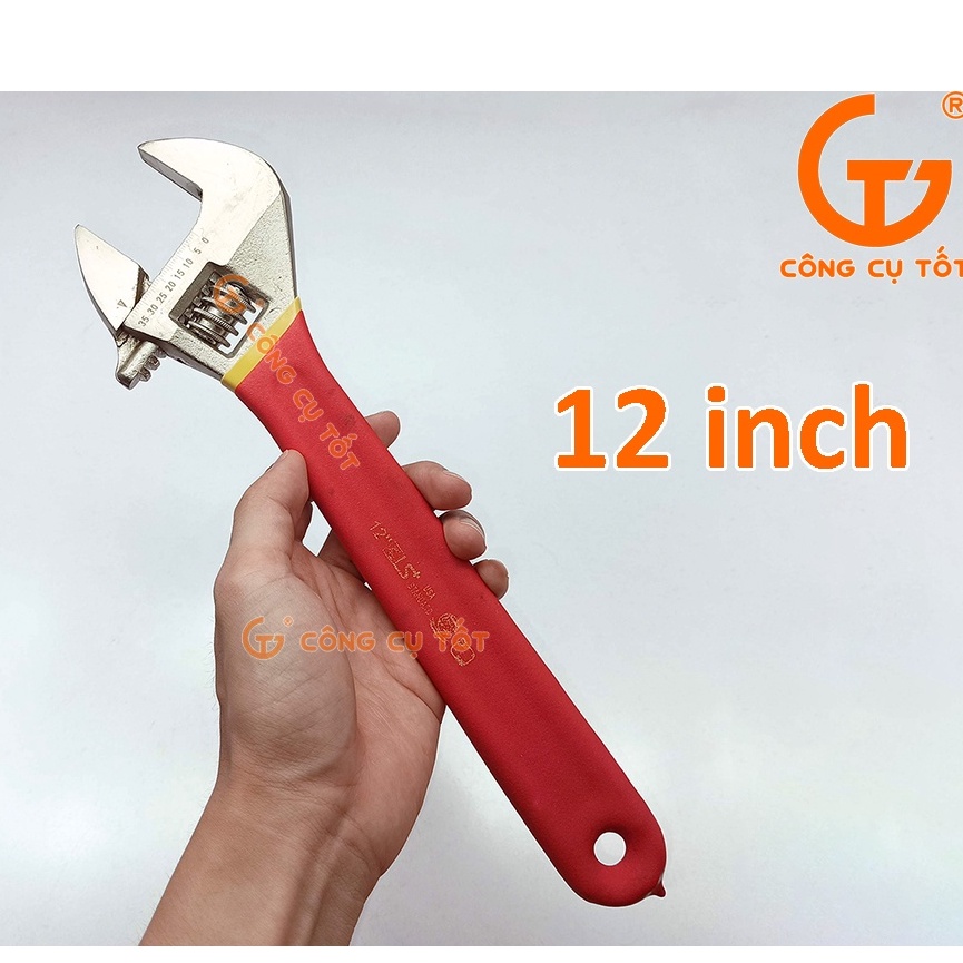 Mỏ lết 12inch 300mm bằng thép 45 hiệu LS có thước đo độ mở