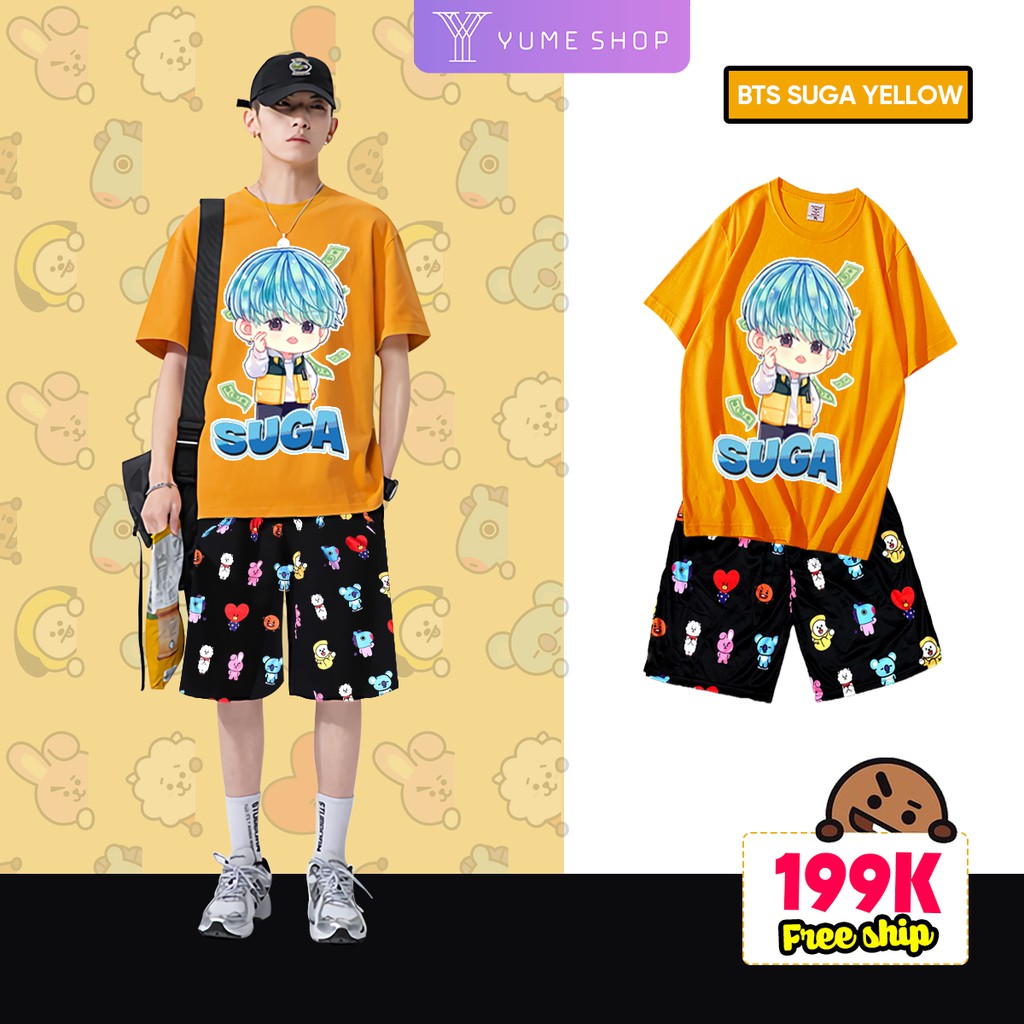 Bộ quần áo thun SUGA BTS phong cách chibi