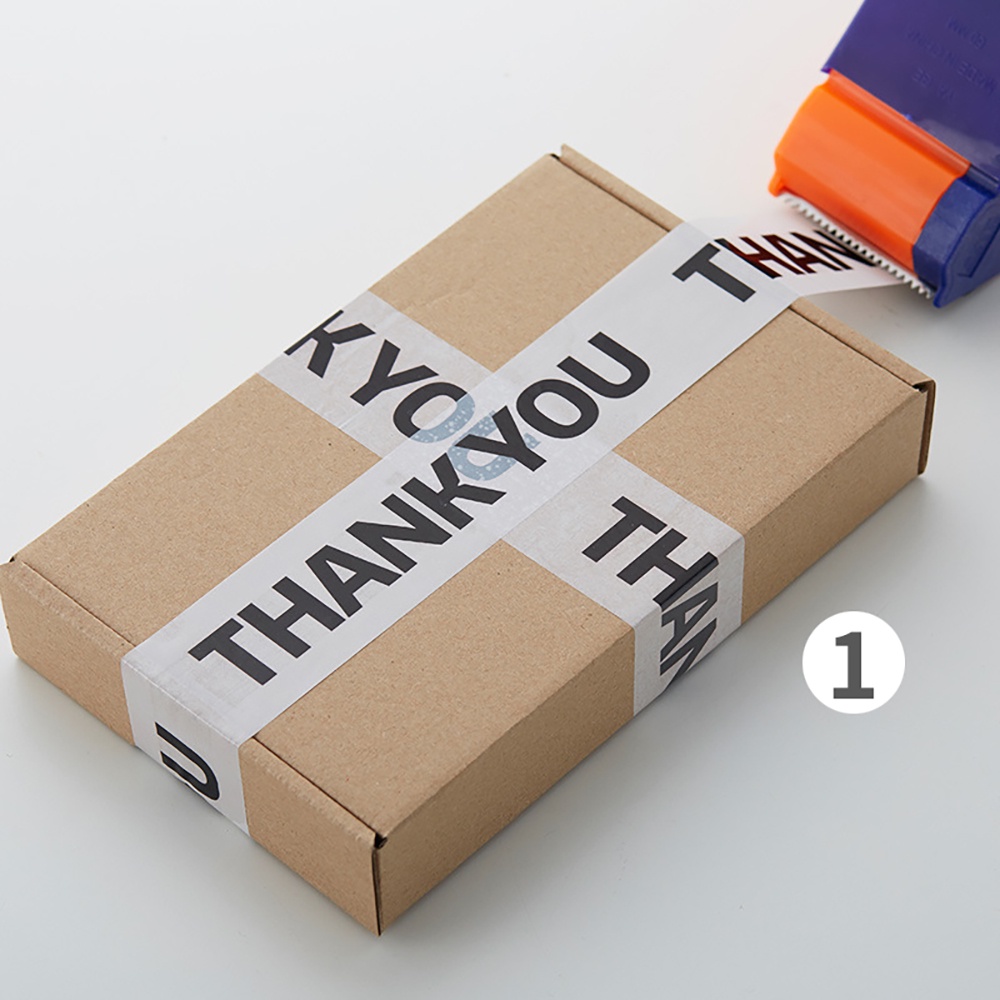 Cuộn băng keo in họa tiết chữ thank you 4.5cm x 100M dùng để trang trí / gói quà
