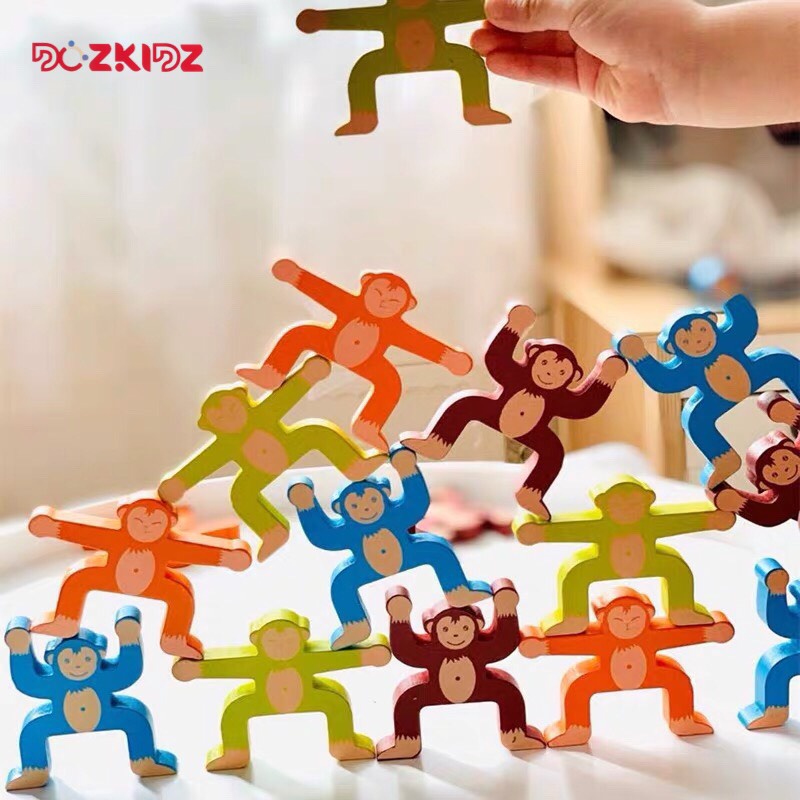 Đồ chơi gỗ tư duy sáng tạo - Xếp 15 khỉ thăng bằng - DOZKIDZ
