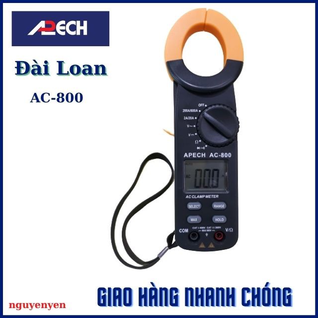 Ampe Kìm Đo Dòng AC APECH AC-800 Hiển Thị Số 600A Kèm Bộ Que Đo Và Bao Da