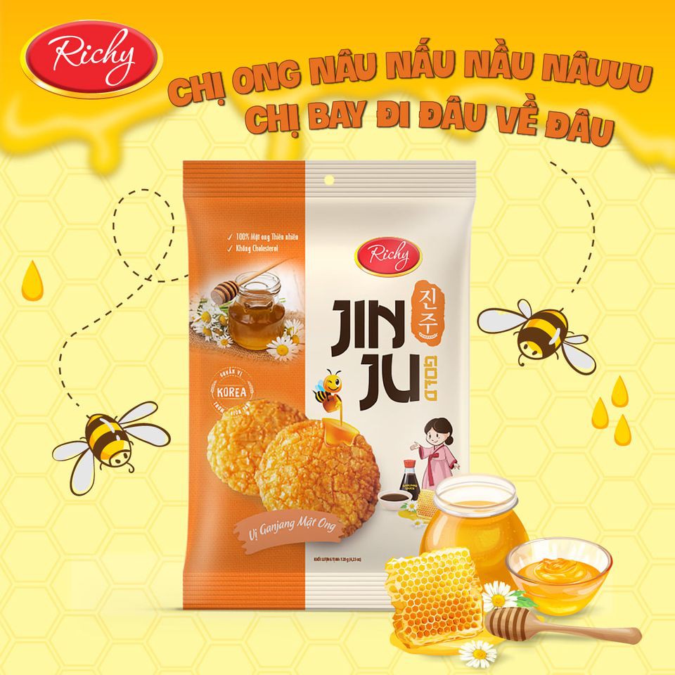 Bánh gạo Richy Jinju Gold hương vị Ganjang mật ong 120g