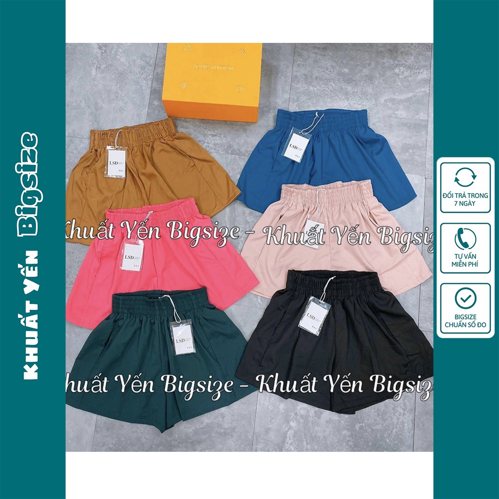 Quần đùi BIGSIZE , quần đùi cạp cao, quần lụa BIGSIZE, quần chun BIGSIZE ống rộng