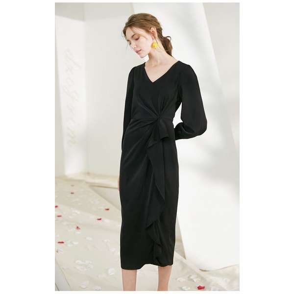 Váy đầm nữ thiết kế cổ tim xẻ tà Gemmi fashion, DK8376