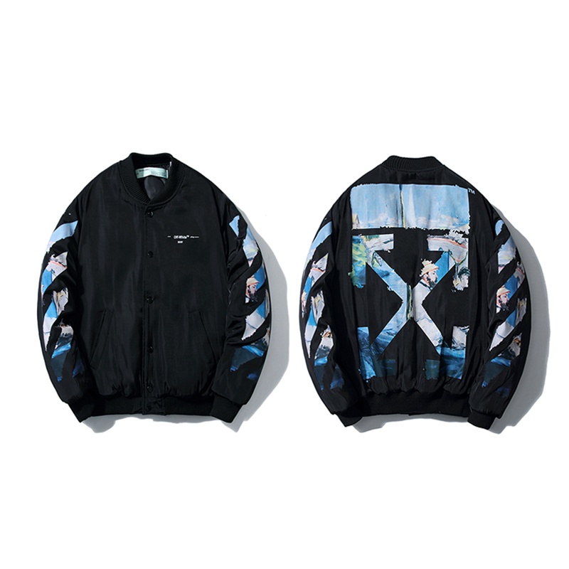 OFF WHITE Áo Khoác OFF-WHITE Dày Dặn Họa Tiết Mũi Tên graffiti Phong Cách Âu Mỹ Cổ Điển