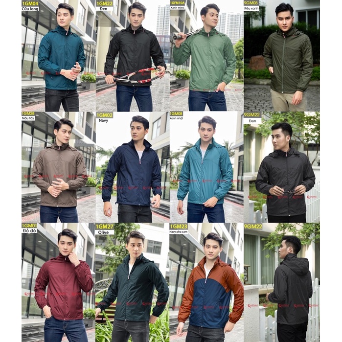 Áo gió nam CARDINA chất gió trơn 2 lớp lót lưới cao cấp cản gió cản bụi chống nước 1GM