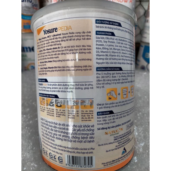 SỮA YOSURE PEDIA 6-36/900G/DATA 5/24