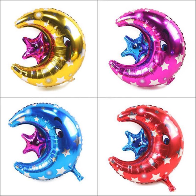 Bóng nhôm hình mặt trăng kèm sao