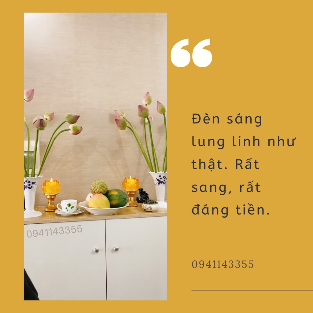 Đèn Nến điện tử Hoa sen pha lê thủy tinh Đèn Led lung linh trang trí, thờ cúng, sử dụng pin 2A - 1 cái đèn