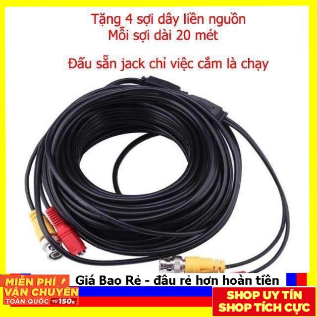 Giá sốc combo 4 camera+đâu ghi + 500g wd tím mỗi camera 20mét dây+ 4 nguồn 2A chống nước